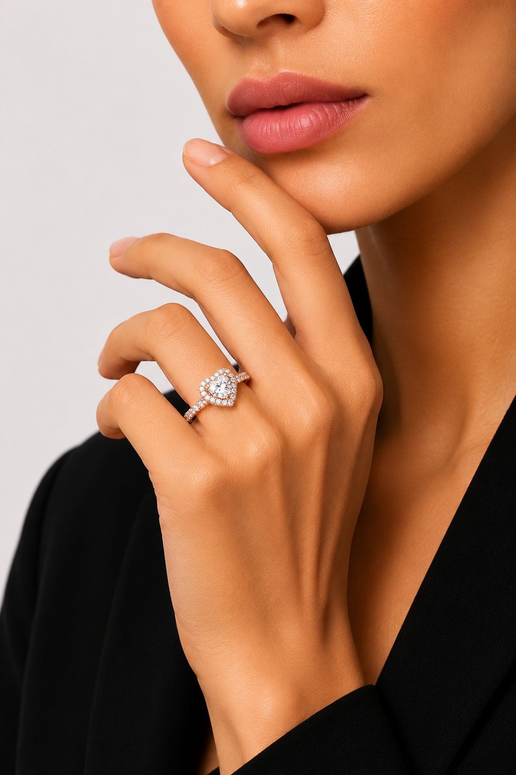 Sparkling Elevated Heart Ring (Gold)