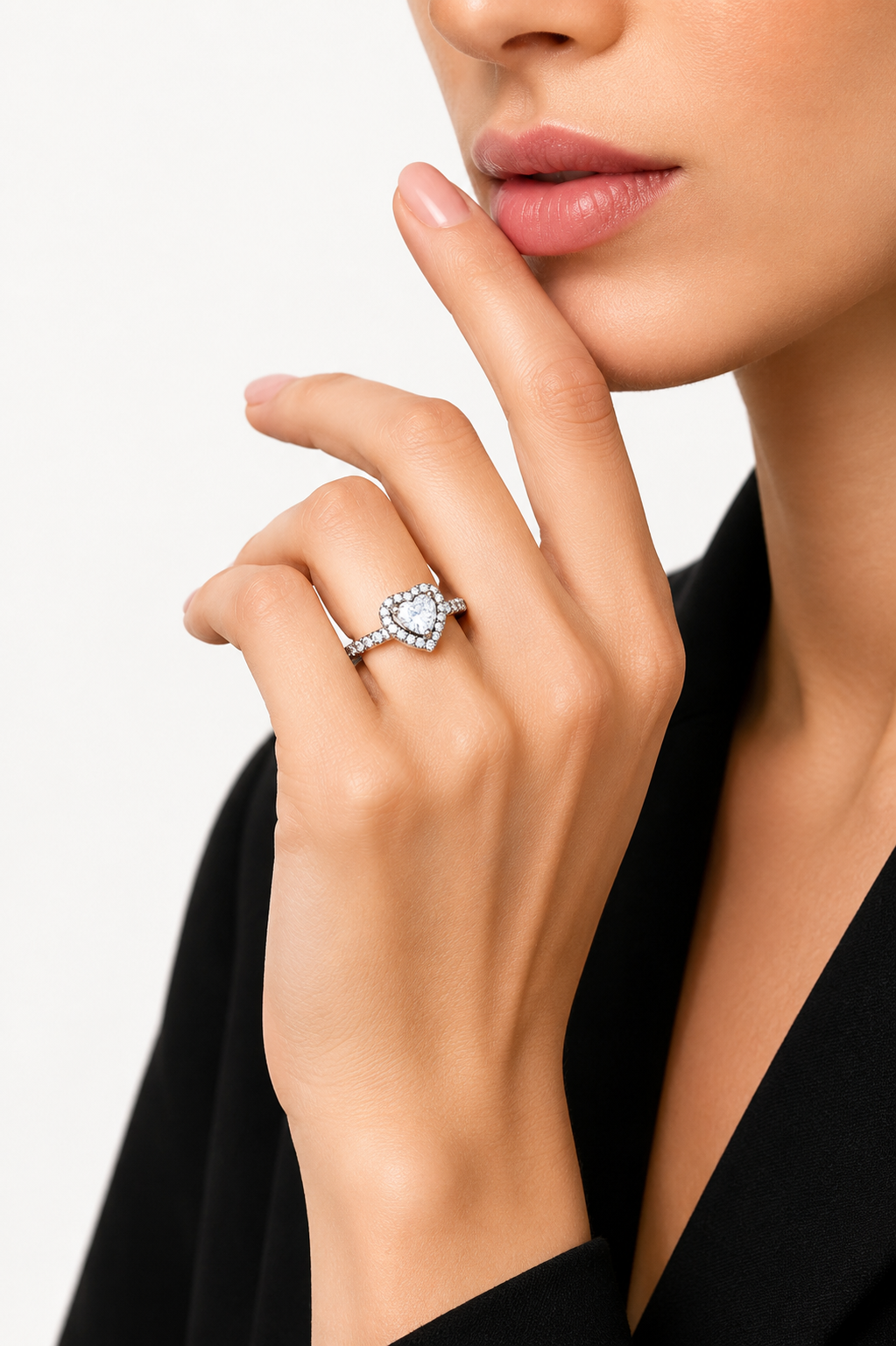 Sparkling Elevated Heart Ring (Silver)