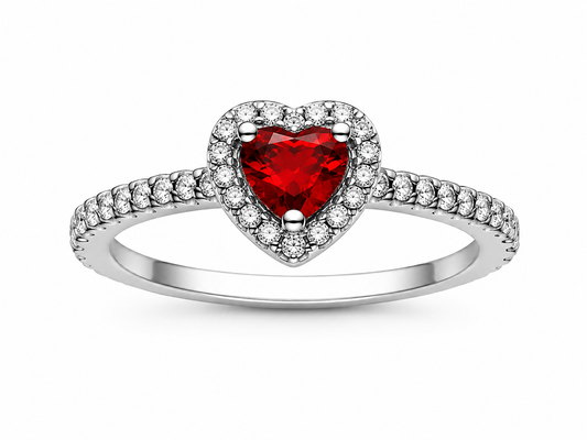 Sparkling Elevated Heart Ring (Silver)