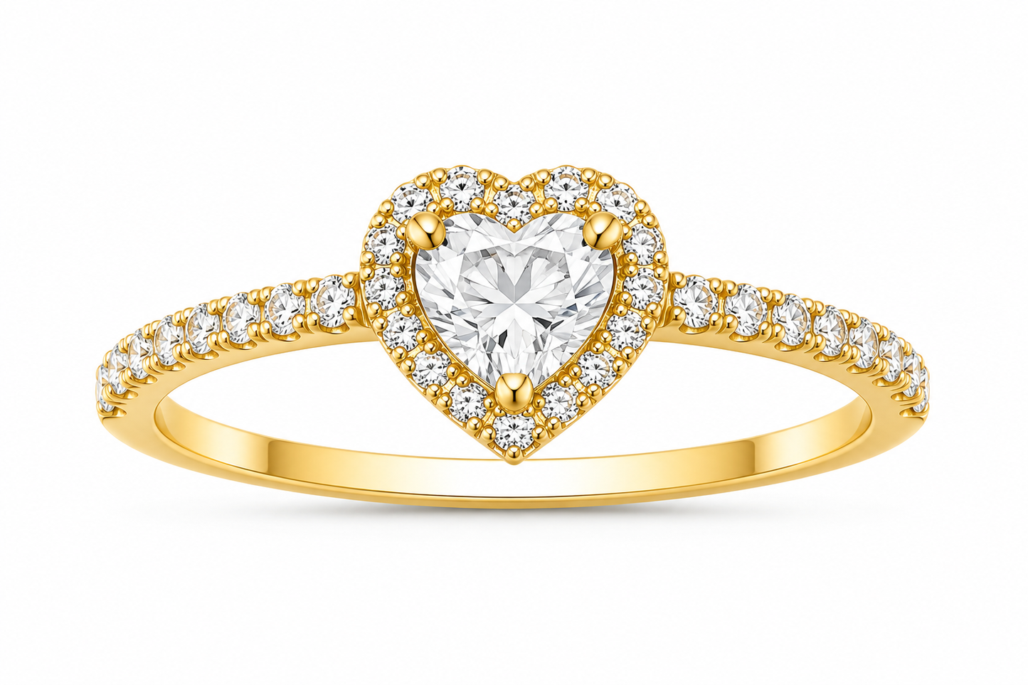 Sparkling Elevated Heart Ring (Gold)