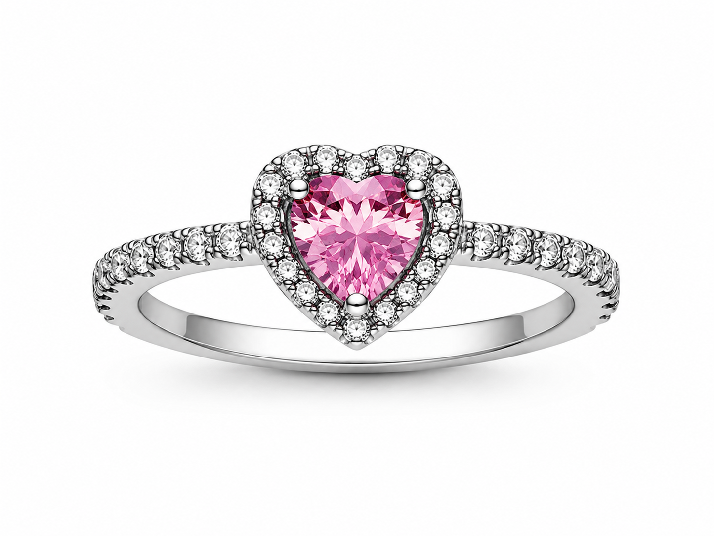 Sparkling Elevated Heart Ring (Silver)