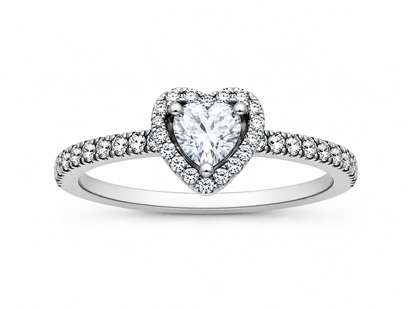 Sparkling Elevated Heart Ring (Silver)