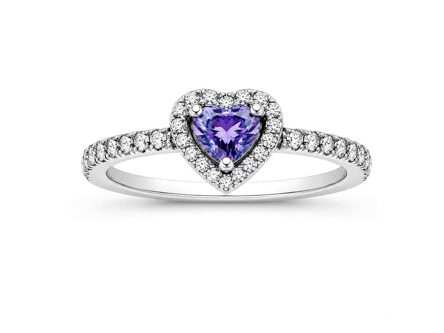 Sparkling Elevated Heart Ring (Silver)